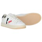Girls White Leather Logo Trainers, 1, hi-res