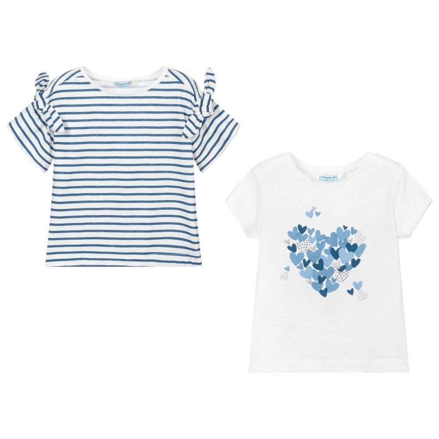Girls White & Navy T-Shirt Set, 1, hi-res image number null
