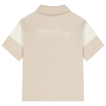 قميص بولو بيج اللون للأولاد بشعار