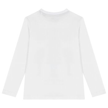 توب اولاد باكمام طويله بطبعه تيدى بير باللون الابيض