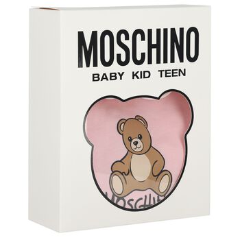 Baby Girls Pink Teddy Bear Logo Babygrow