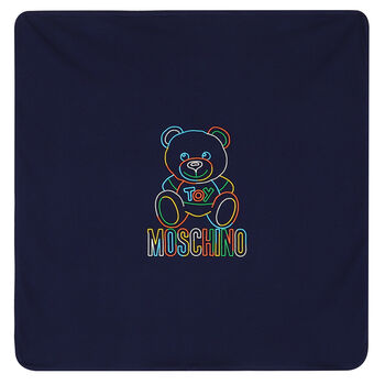 Navy Blue Teddy Logo Baby Blanket