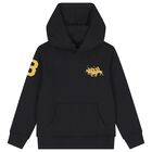 Boys Black Logo Hooded Top , 1, hi-res