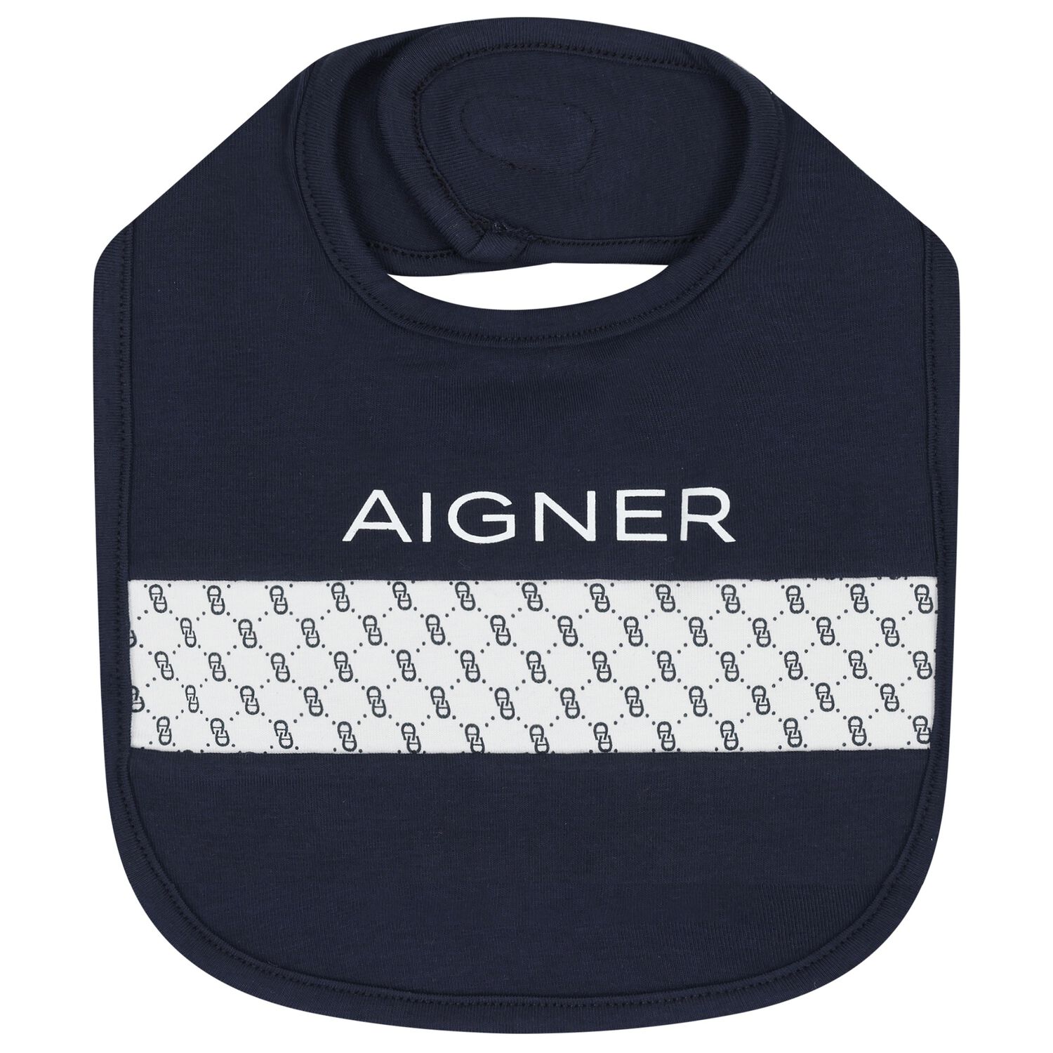 Baby Boys Navy Blue & White Logo Bib, 1, hi-res