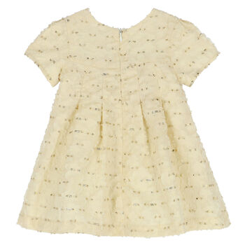 Younger Girls Ivory & Gold Dress
