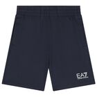 Boys Navy Blue Logo Shorts, 1, hi-res