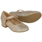 Girls Gold Glitter Shoes, 1, hi-res
