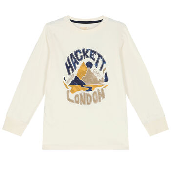 Boys Ivory Logo Long Sleeve Top