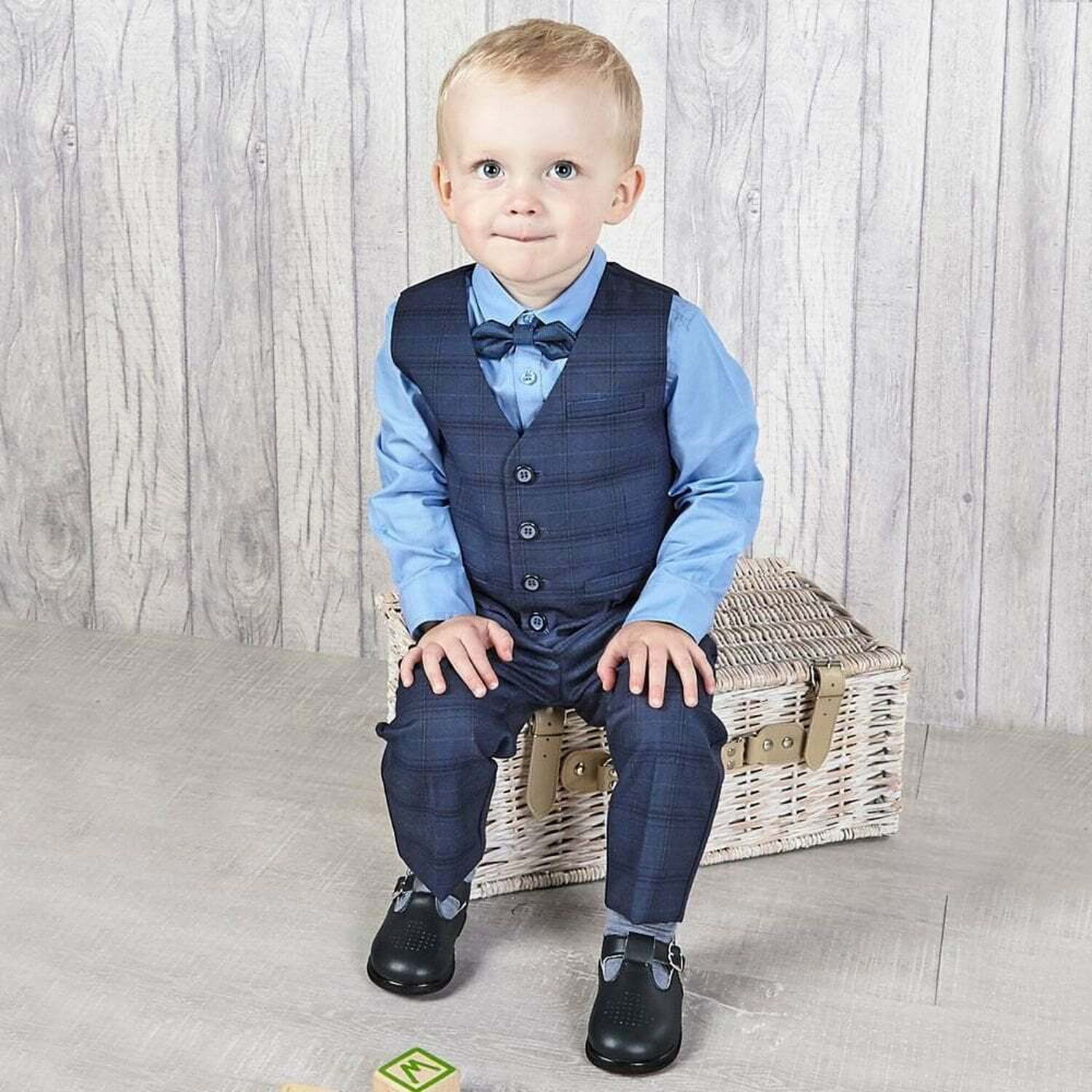 Baby Boys Navy Leather Shoes, 1, hi-res image number null