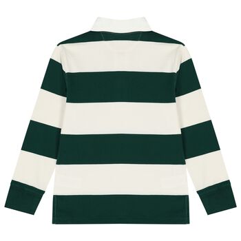 قميص بولو للأولاد مخطط باللون العاجي والأخضر