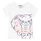 Younger Girls White & Pink Elephant T-Shirt, 1, hi-res
