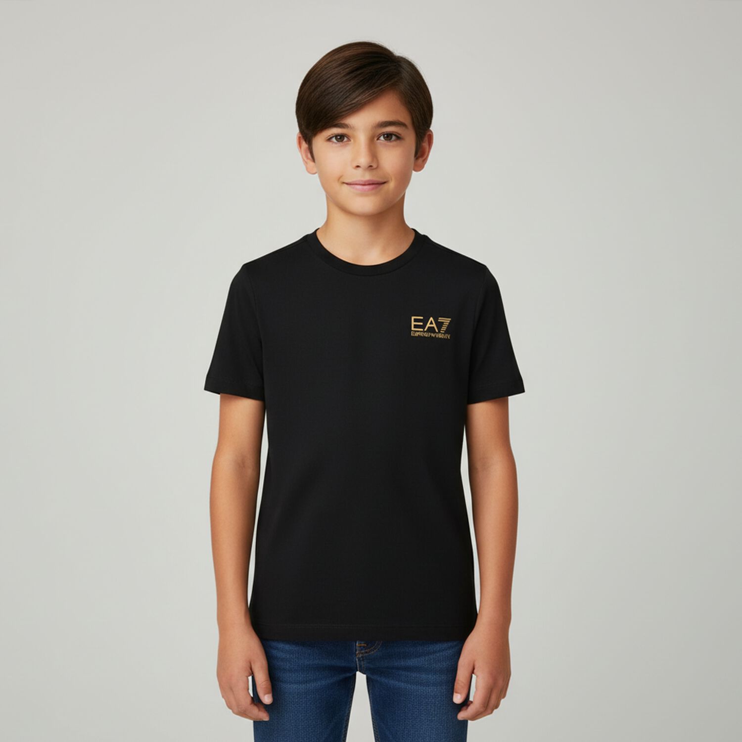 Boys Black Logo T-Shirt, 5, hi-res