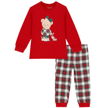 Younger Girls Red & White Pyjamas