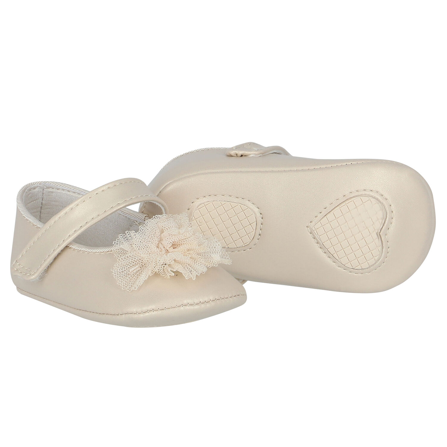 Baby Girls Gold Flower Pre Walker Shoes, 2, hi-res image number null
