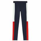 Girls Navy Logo Leggings, 1, hi-res