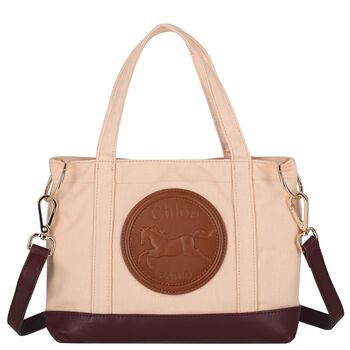 Girls Beige Horse Medal Handbag ( 20cm )