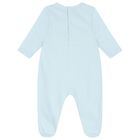 Baby Boys Blue Smocked Babygrow, 2, hi-res