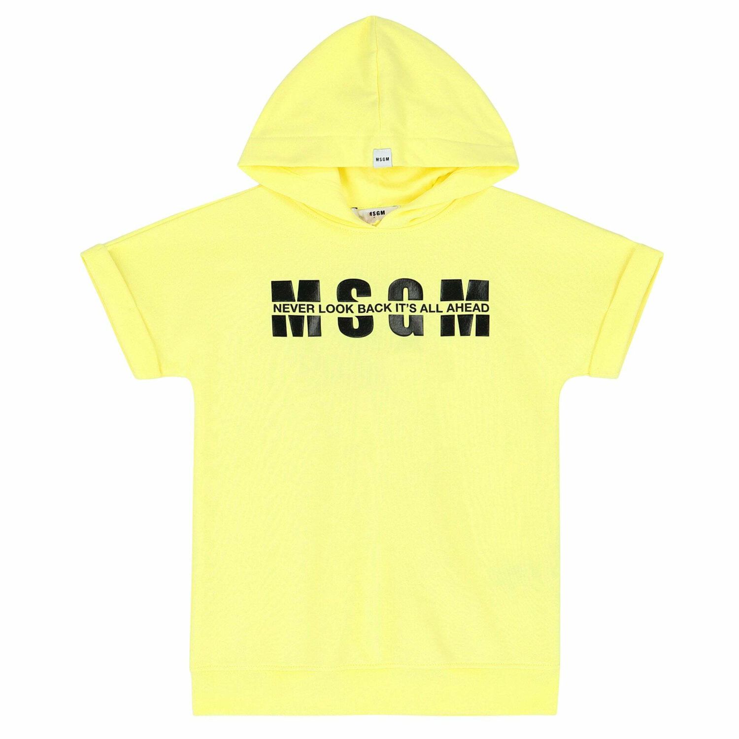 Girls Yellow Logo Hooded Dress, 1, hi-res