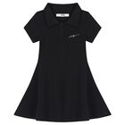 Girls Black Logo Dress, 2, hi-res