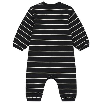 Baby Boys Black Logo Striped Romper