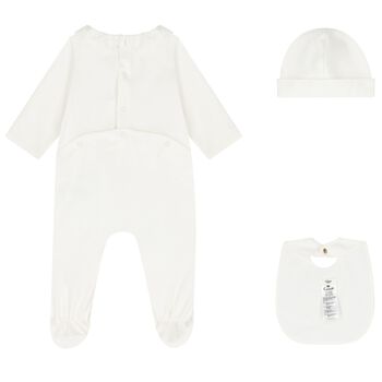 Baby Girls Ivory Embroidered Babygrow Gift Set