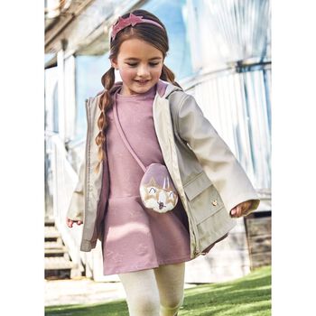  طقم فستان بنات بطبعة نجوم باللون الوردي 