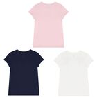 Girls Navy, Pink & White Logo T-Shirts ( 3-Pack ), 1, hi-res