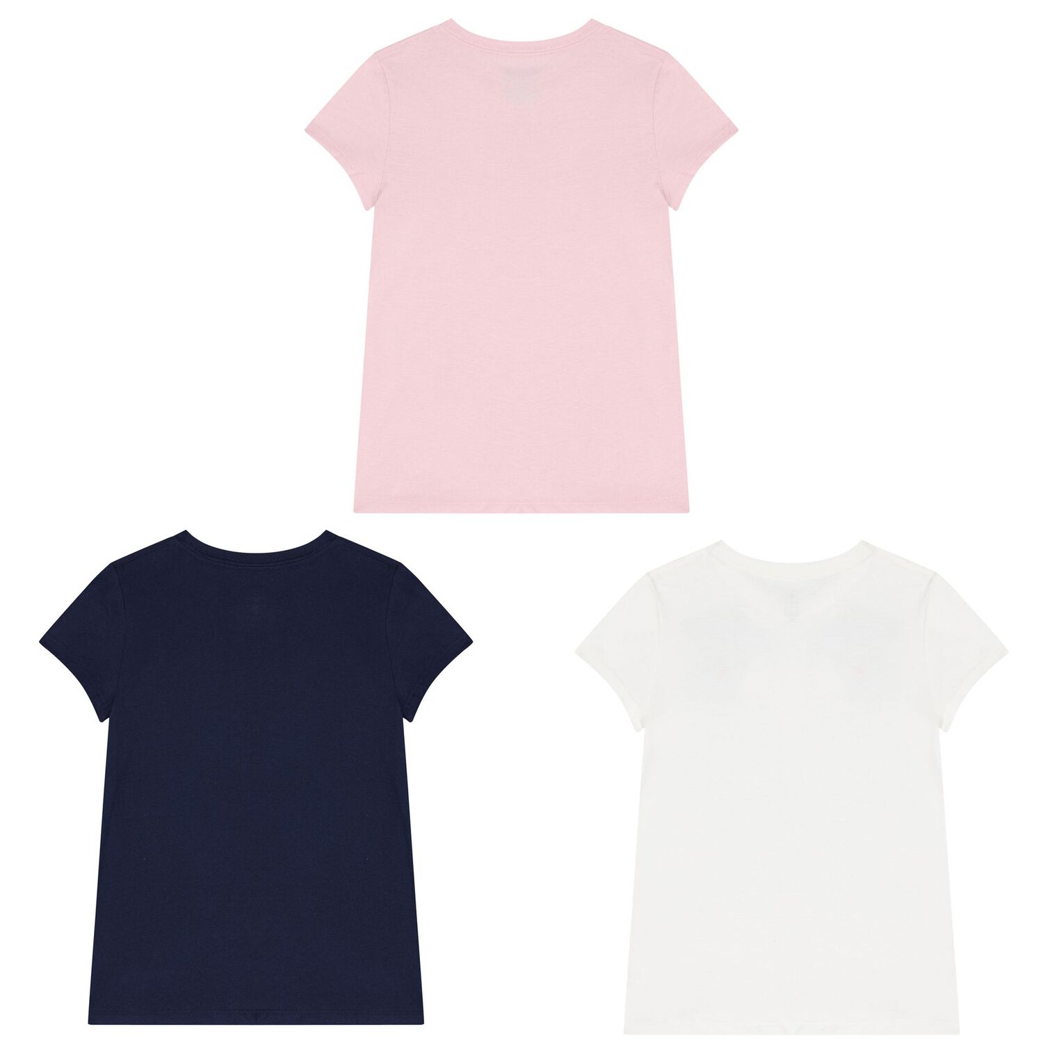 Girls Navy, Pink & White Logo T-Shirts ( 3-Pack ), 1, hi-res image number null