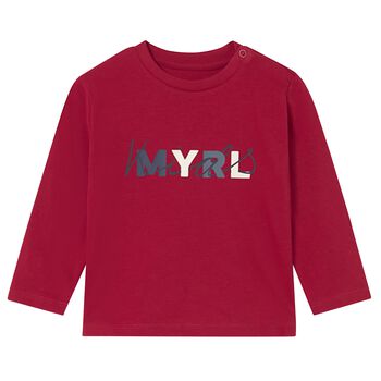 Younger Boys Burgundy Logo Long Sleeve Top