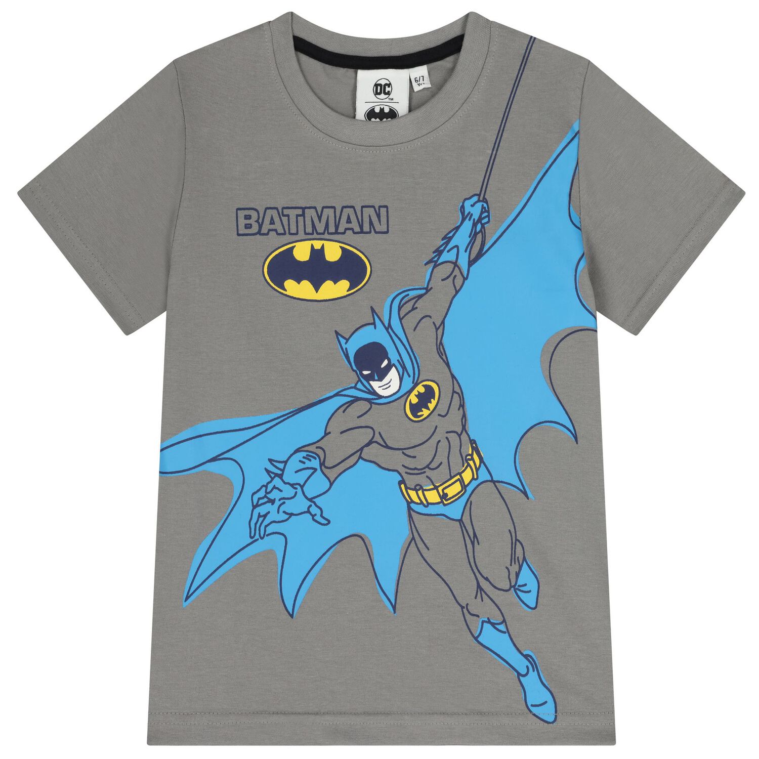 Boys Grey & Black Batman Pyjamas, 1, hi-res