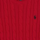 Girls Red Cable Knit & Tartan Dress, 1, hi-res