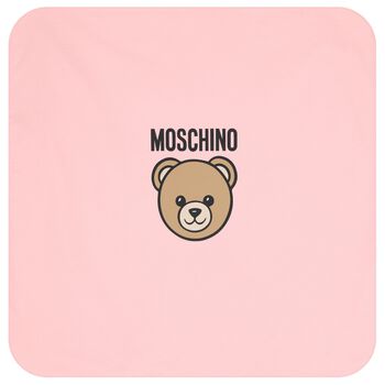 Girls Pink Teddy Bear Logo Baby Blanket