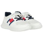 Boys White Logo Trainers, 1, hi-res