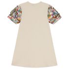 فستان بنات بطبعة حقيبة باللون البيج, 2, hi-res