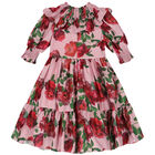 Girls Pink & Green Floral Dress, 1, hi-res