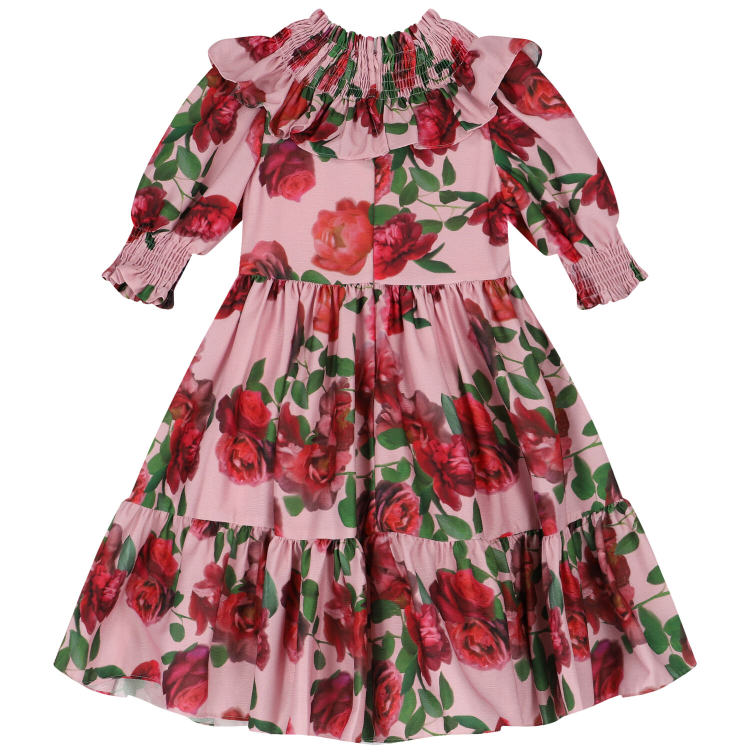Girls Pink & Green Floral Dress, 1, hi-res