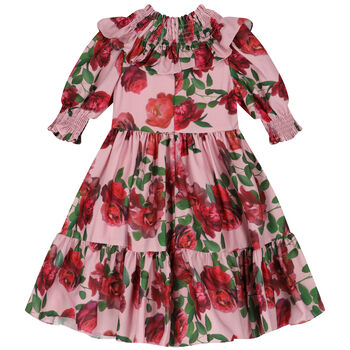 Girls Pink & Green Floral Dress