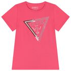 Girls Pink Embellished Logo T-Shirt, 2, hi-res