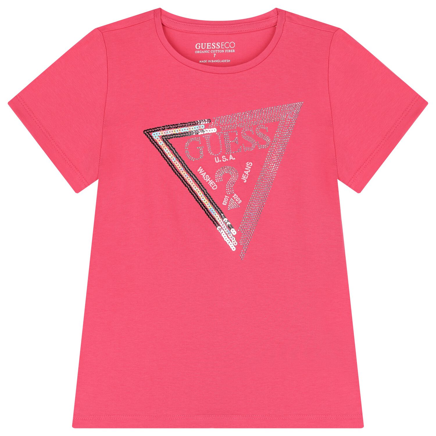 Girls Pink Embellished Logo T-Shirt, 2, hi-res image number null