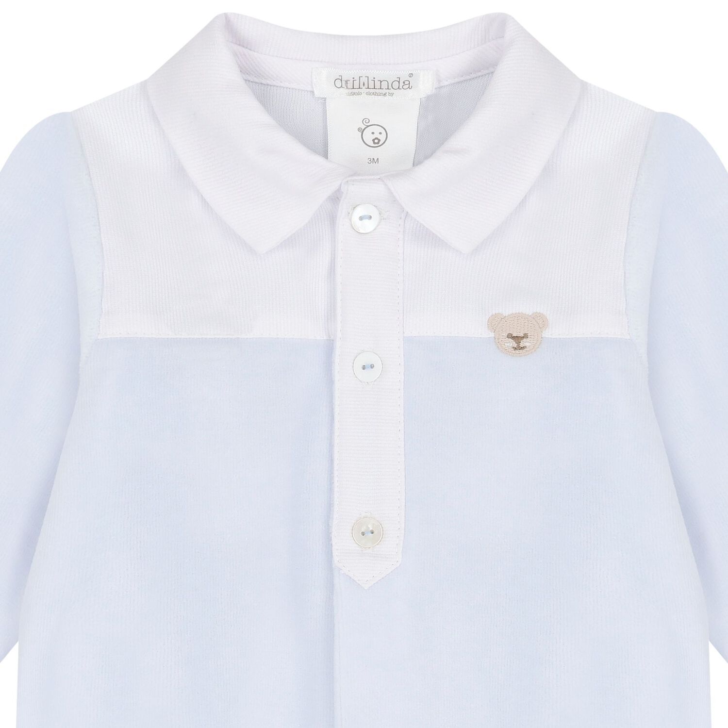 Baby Boys Blue & White Teddy Bear Babygrow, 1, hi-res