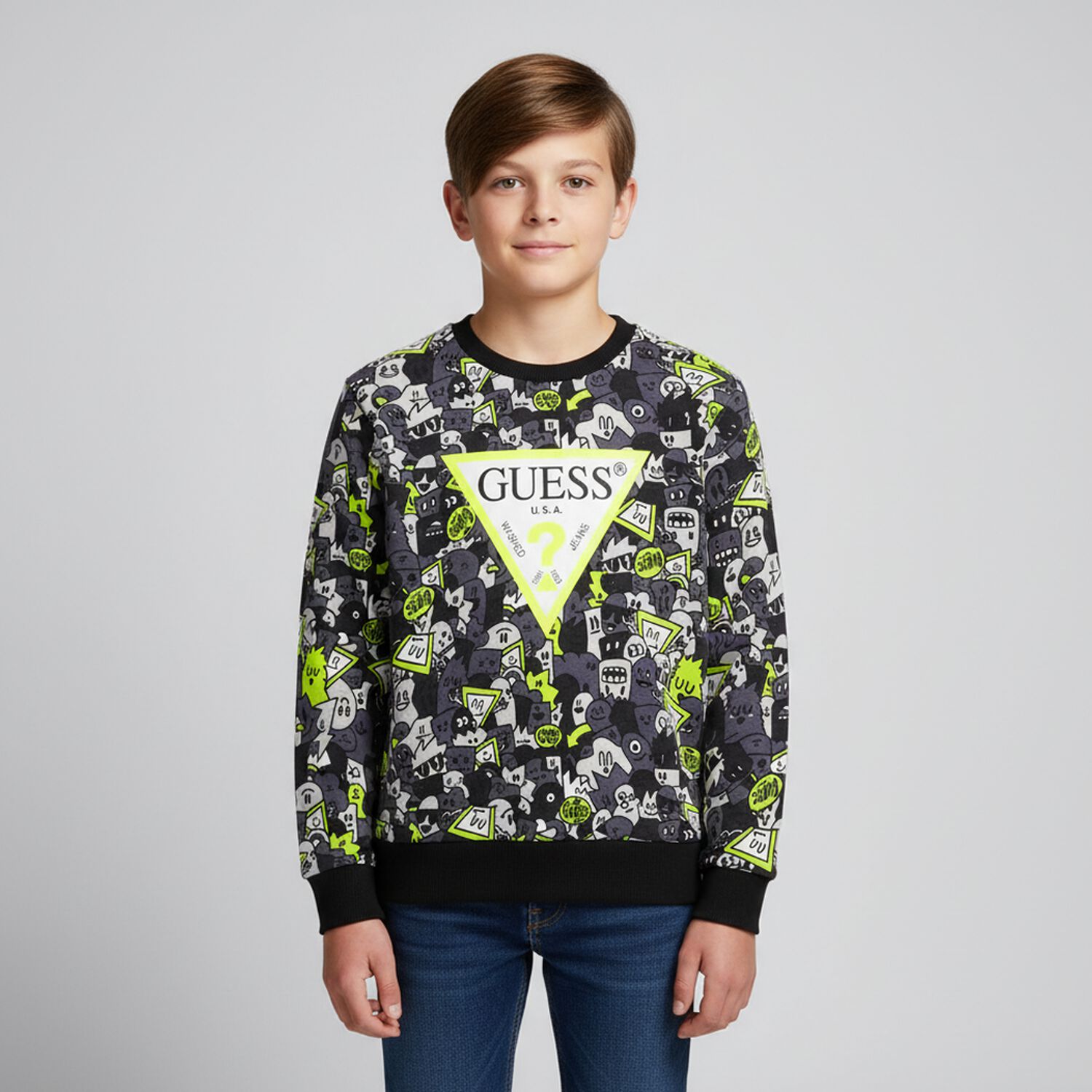 سويت شيرت رمادي بشعار للأولاد, 3, hi-res image number null