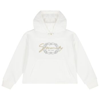 Girls Ivory Logo Hooded Top