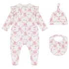 Baby Girls White & Pink Floral & Butterflies Babygrow Set, 1, hi-res