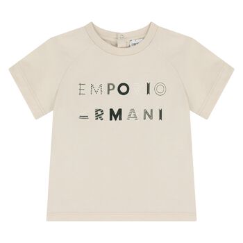 قميص بيج بشعار للأولاد الصغار