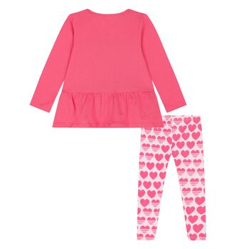 Younger Girls Pink Logo Leggings Set