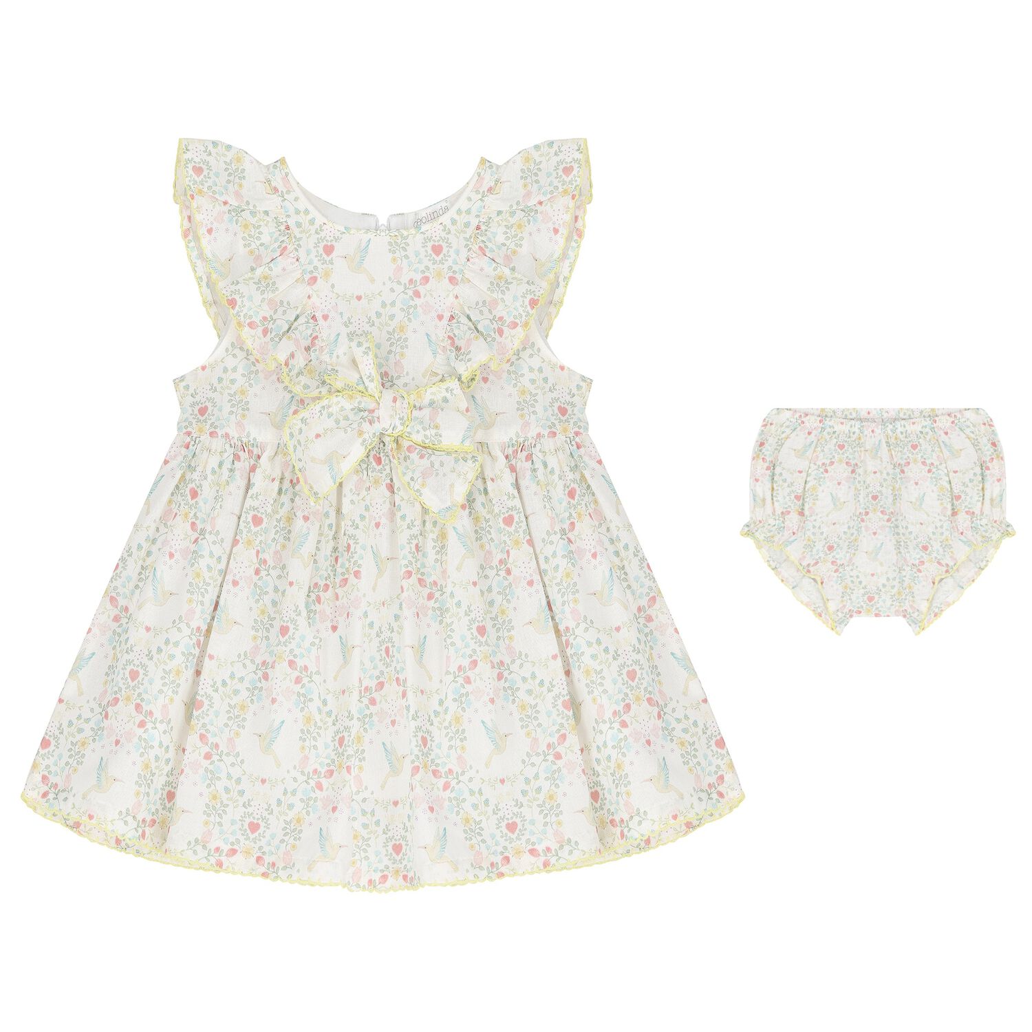 Baby Girls Ivory Floral Dress Set, 1, hi-res