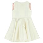 Girls White & Pink Flower Satin Dress, 1, hi-res