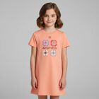 Girls Pink Flower Logo Dress, 1, hi-res
