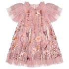 Girls Pink Floral Sequin Tulle Heather Dress, 1, hi-res