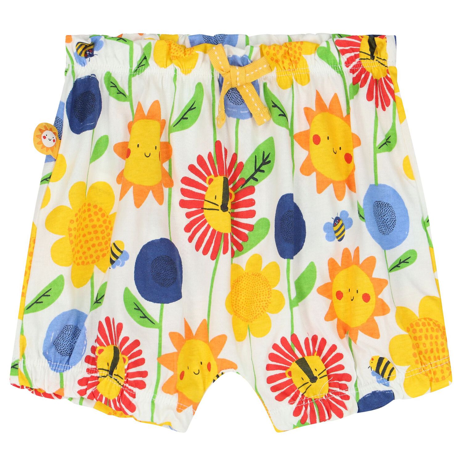 طقم فستان بنات بطبعة عباد الشمس باللون الأصفر والأبيض, 1, hi-res